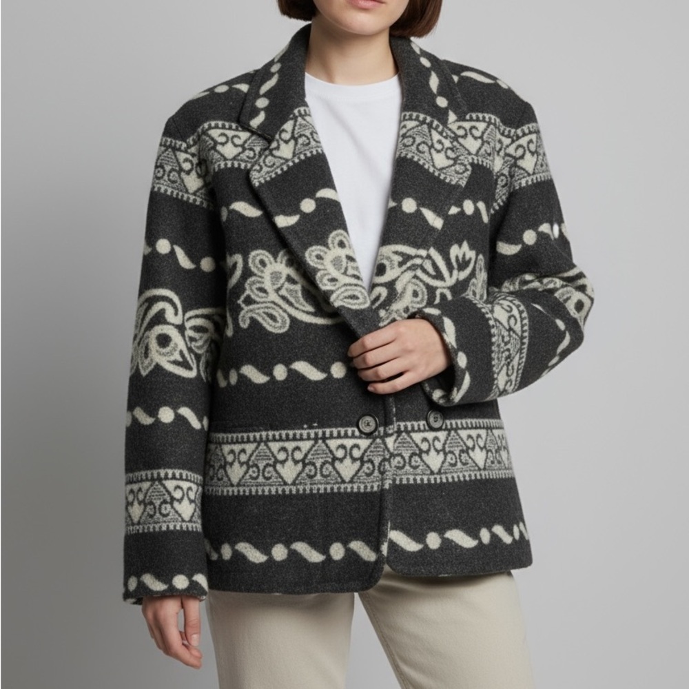 80s Express Oversized Wool Blazer Jacket Vintage French Country Western Shacket